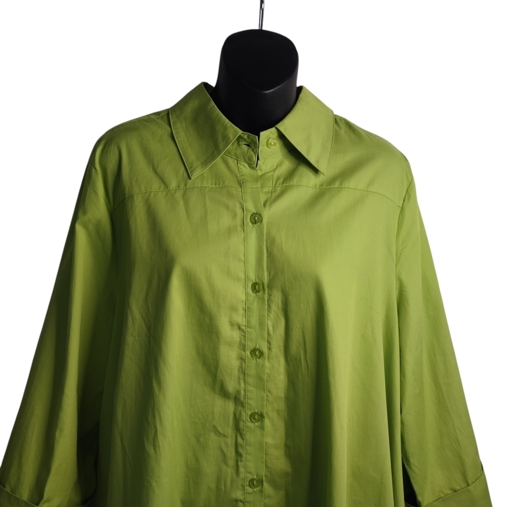 Midnight Velvet Shirt Dress Womens Green Button Up Hi Low Shirt Dress Sz XL NWT - Picture 5 of 11